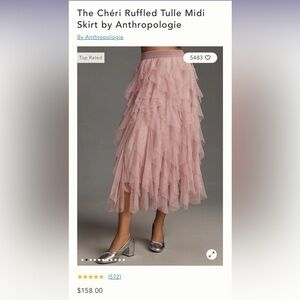The Chéri Ruffled Tulle Midi Skirt by Anthropologie (XS)